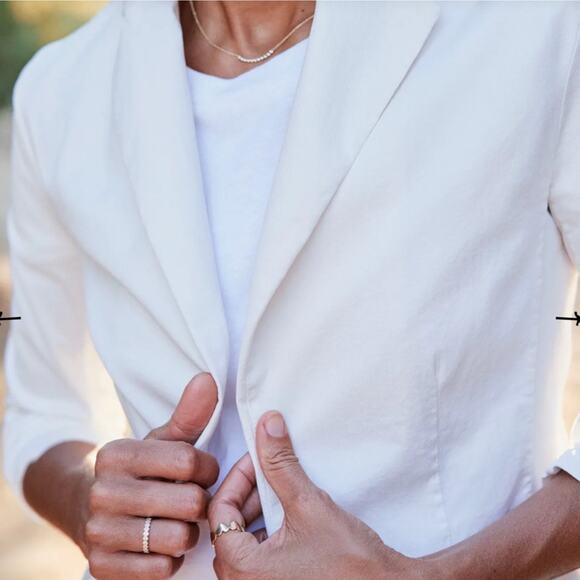 Frank & Eileen Dublin Tailored Blazer Size M Chalk Cream Performance Twill - Picture 2 of 13